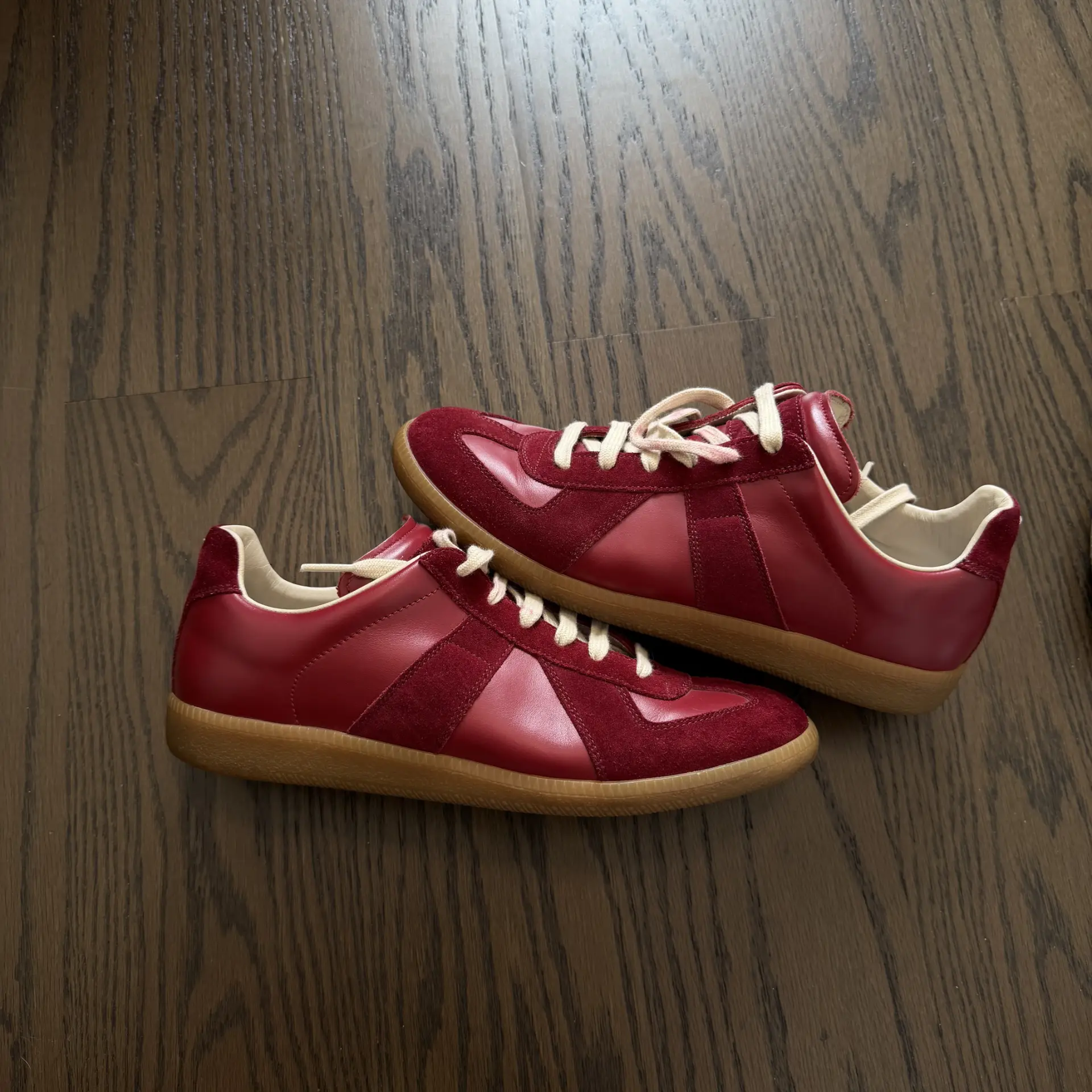 Red Leather & Suede German Army Trainers
