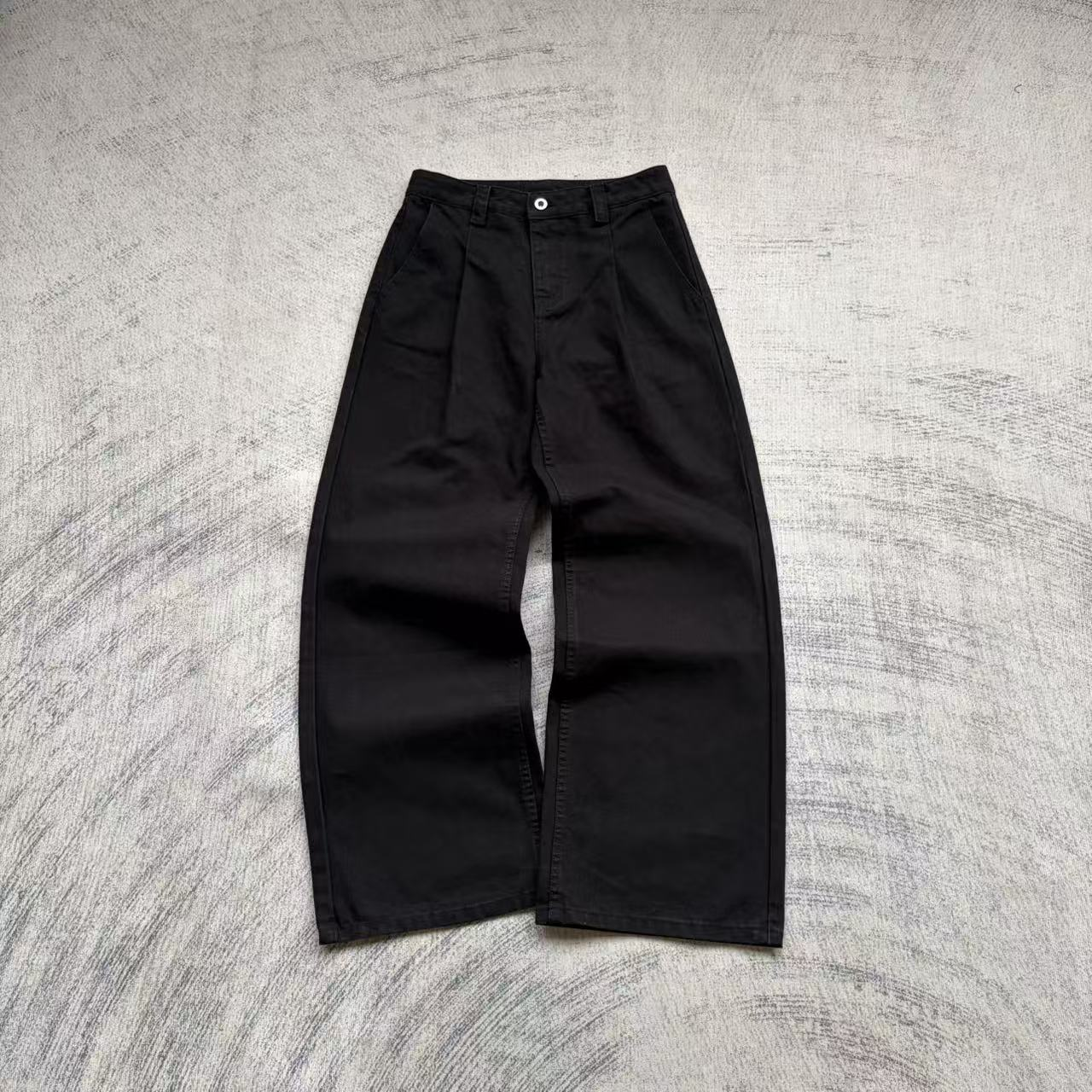 Black Pleated Wide-Leg Pants