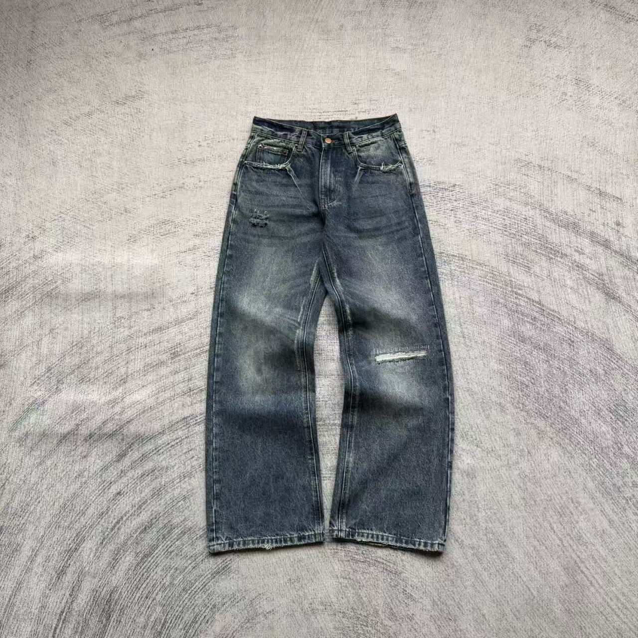 Dirty Washed Distressed Baggy Jeans