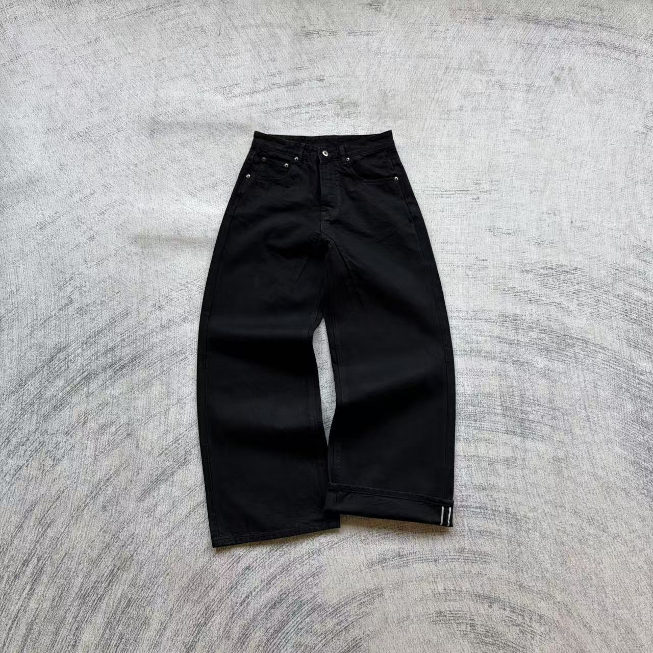 Black Selvedge Wide-Leg Jeans
