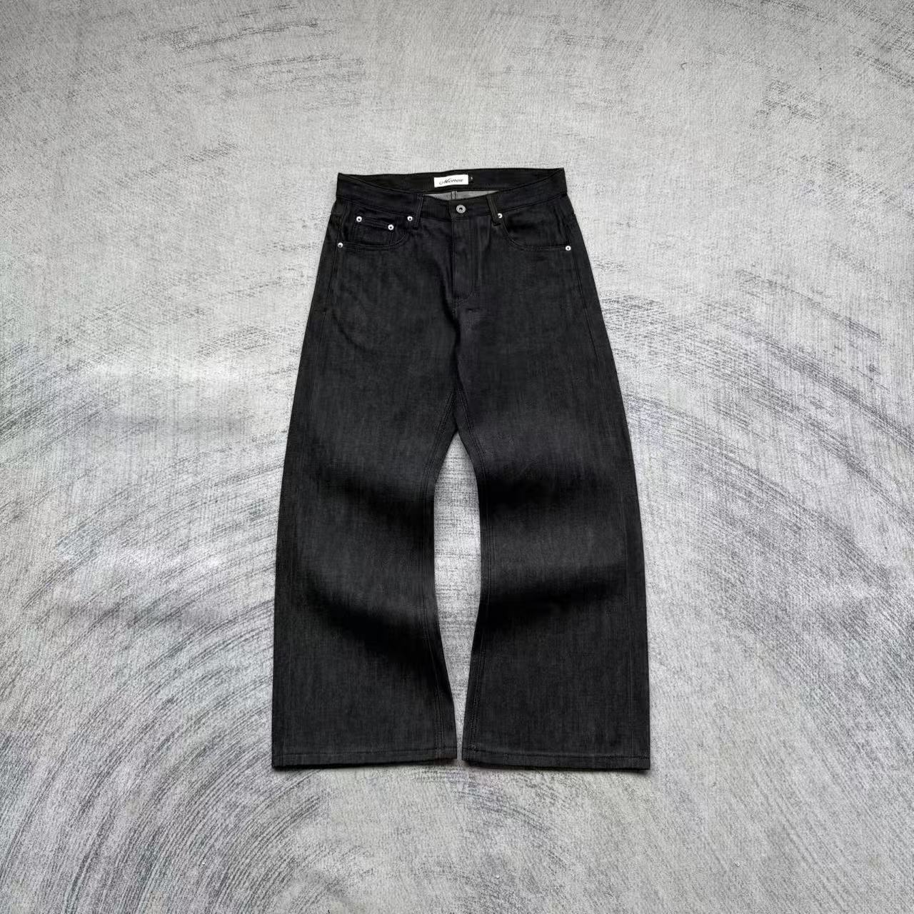 Menes Black Selvedge Wide-Leg Jeans