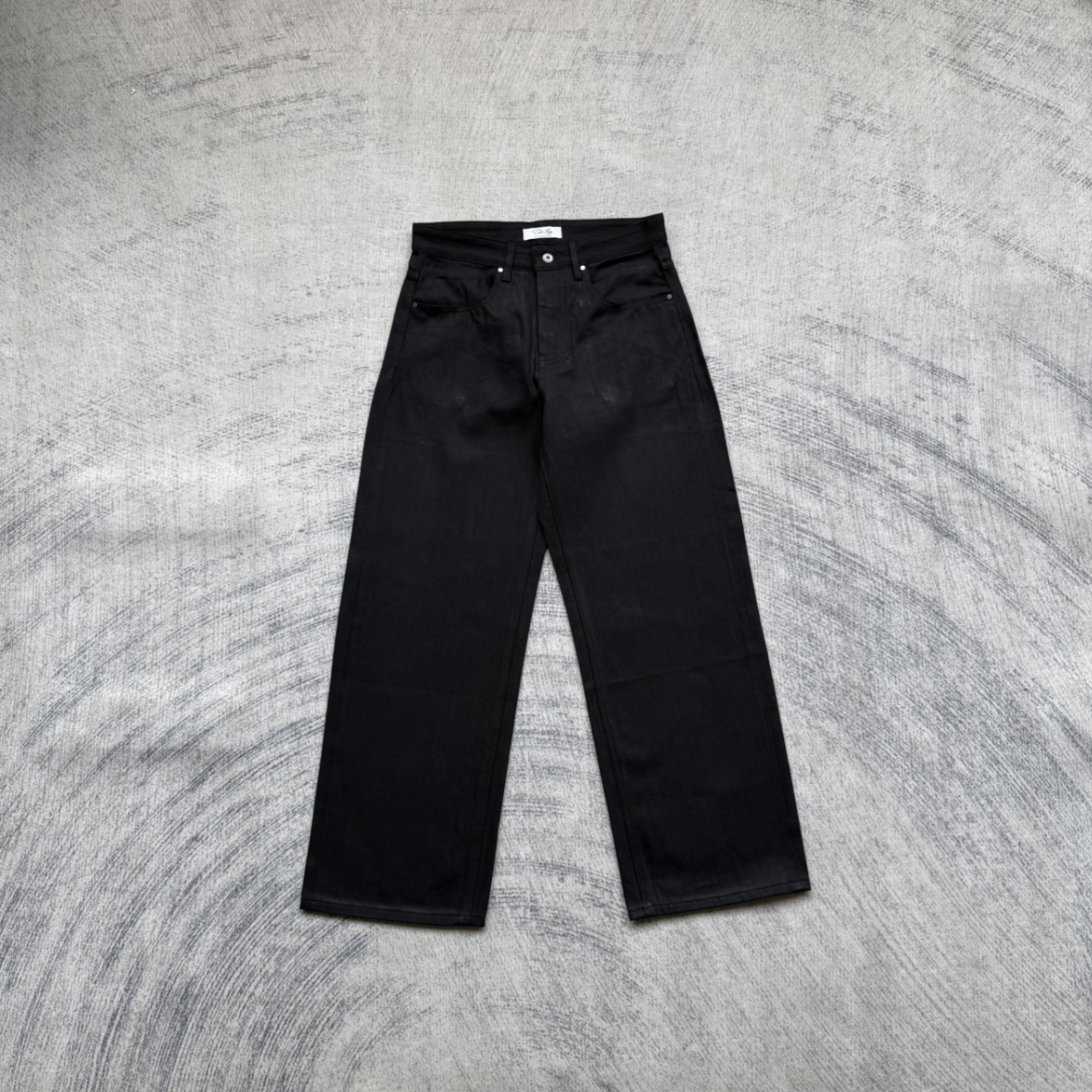 TaleOf2 Waxed Black Selvedge Wide-Leg Jeans