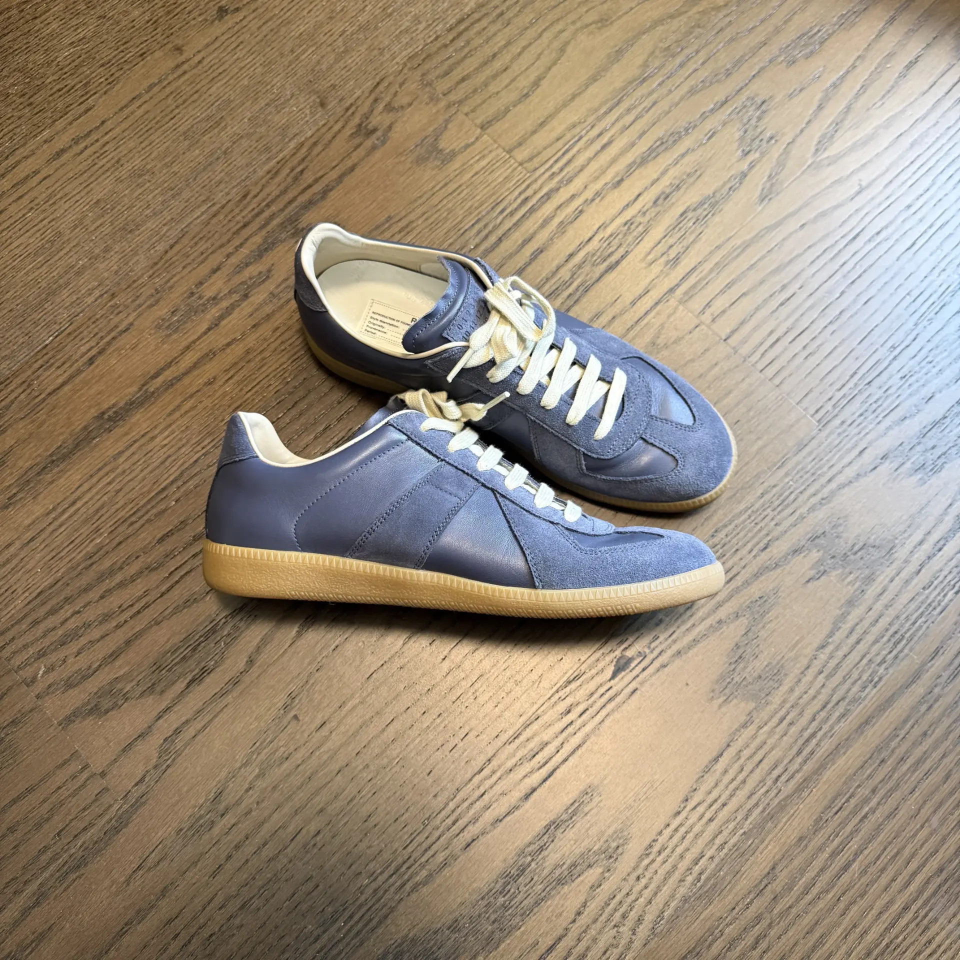 Slate Blue Leather & Suede German Army Trainers