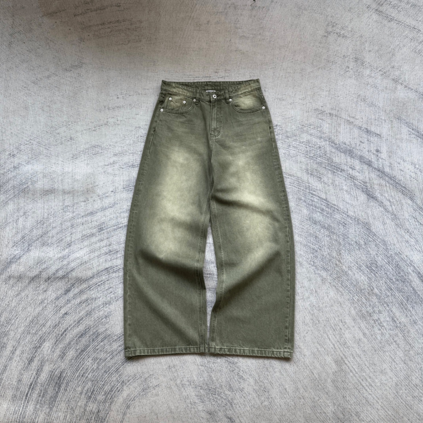 Sun-Faded Olive Baggy Jeans