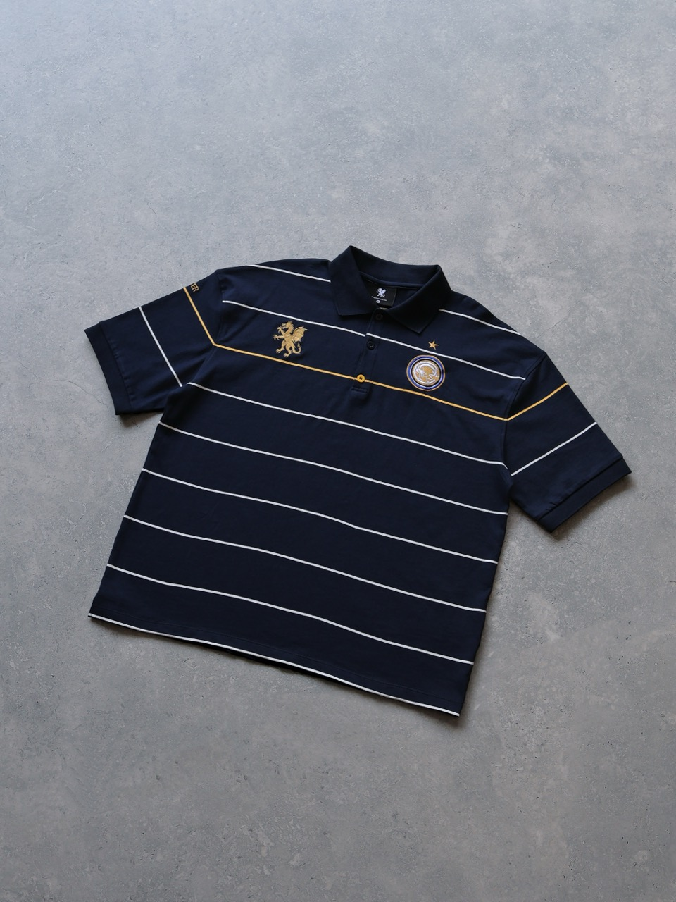 Gold Dragon Striped Polo