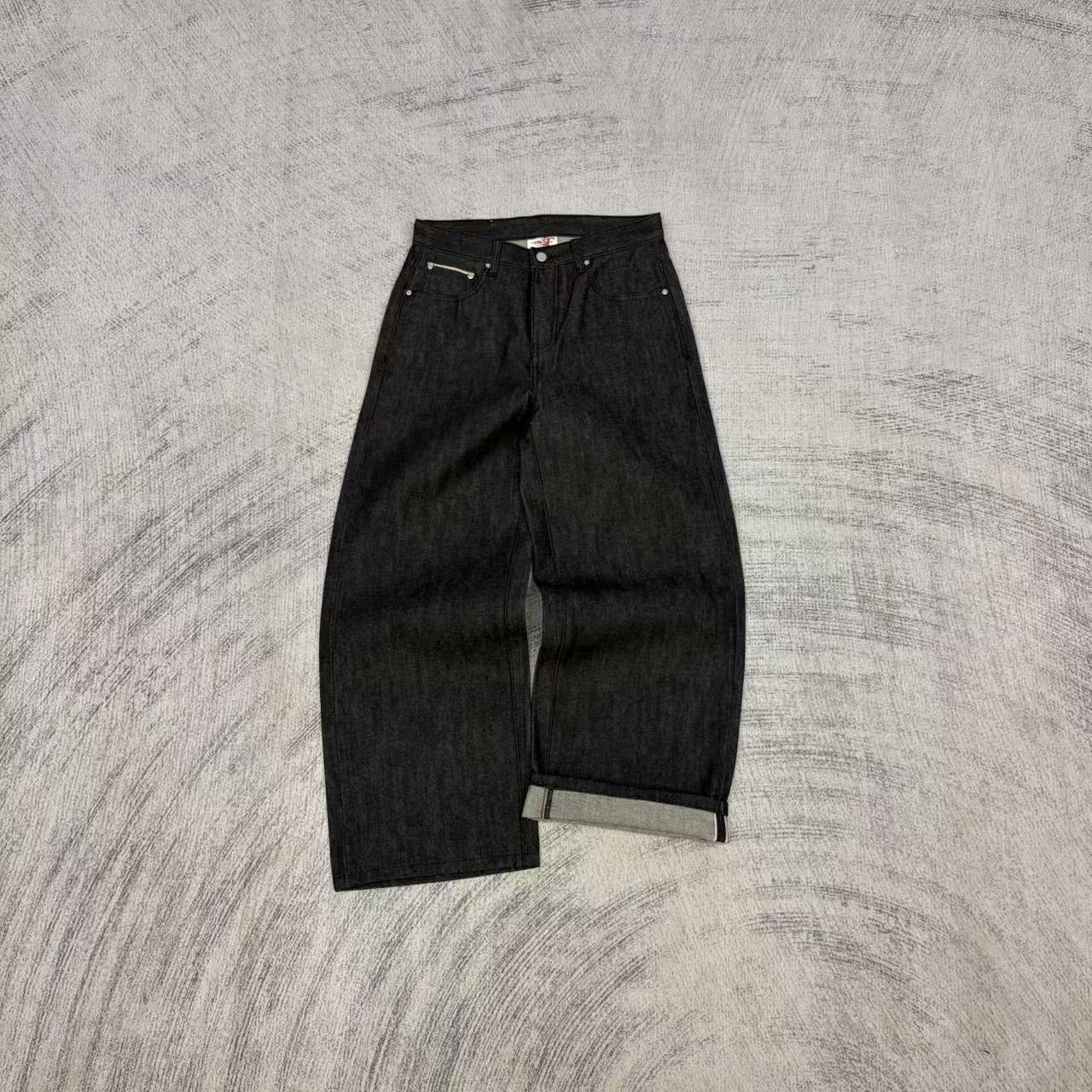 F-Flame Raw Black Selvedge Wide-Leg Jeans